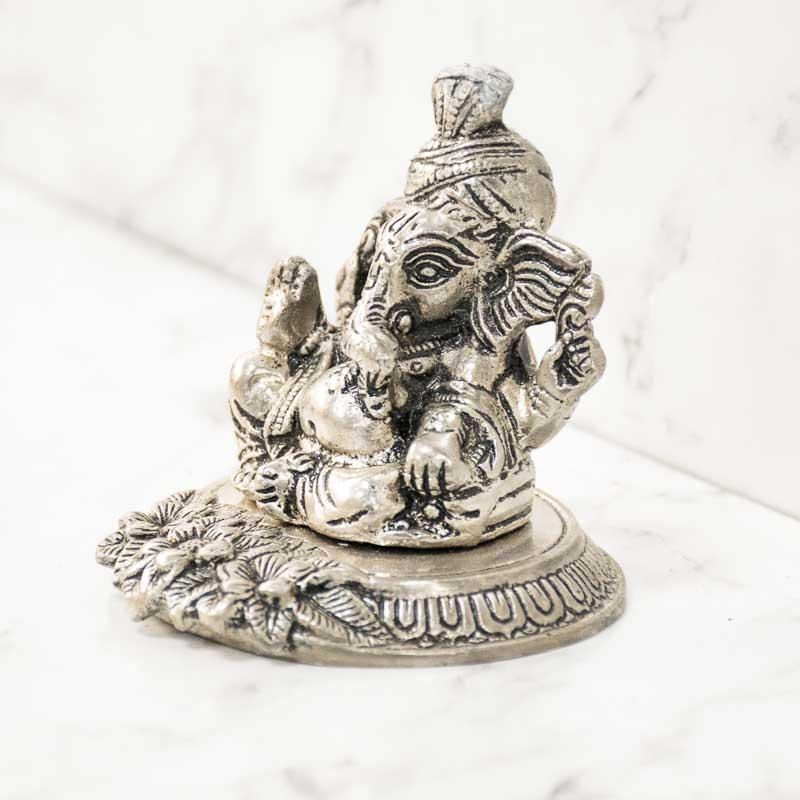 Antique Silver Metal Lord Ganesh Murti Showpiece