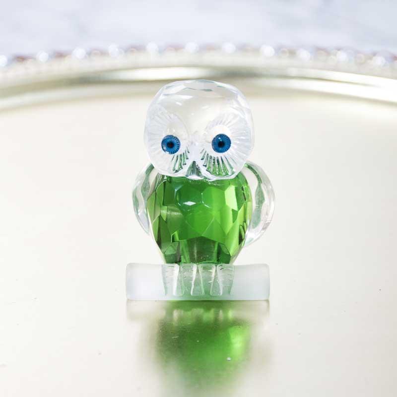 Green Crystal Owl Figurine Paperweight Table Centerpiece Home Décor