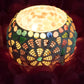 Mosaic Leaf and Floral Pattern Glass Tlight Candle Holder