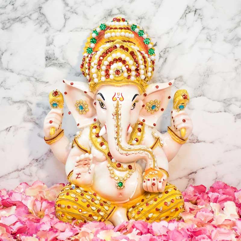 Traditional Studded Ganesha Idol