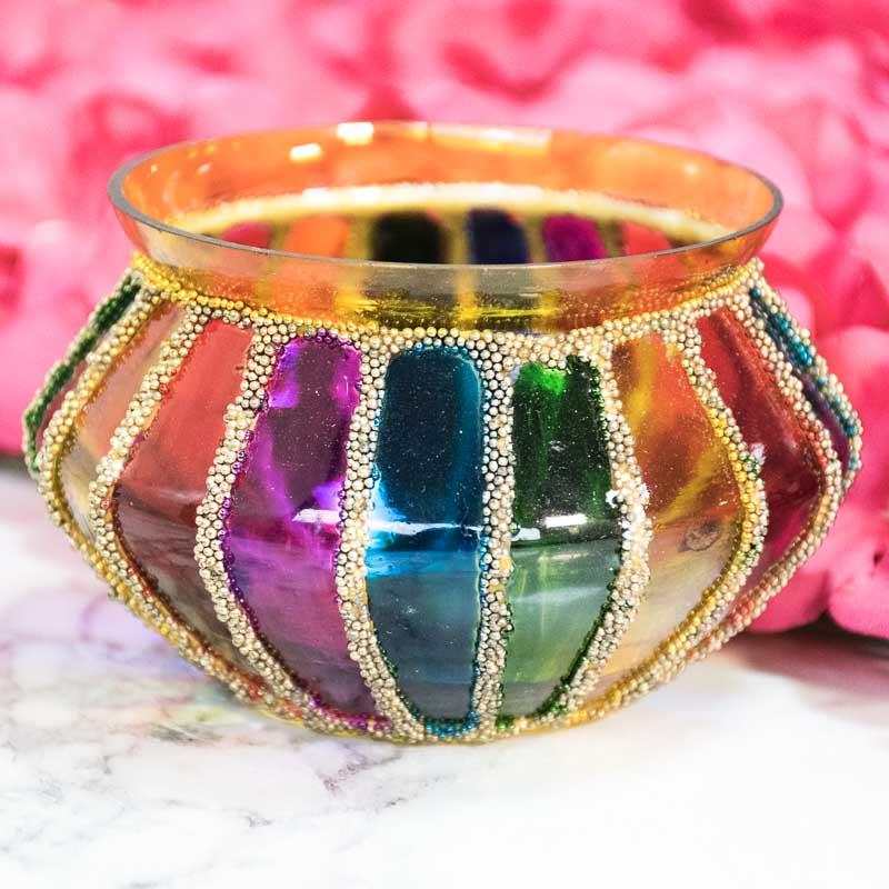 Multicolour Matki Candle Holder