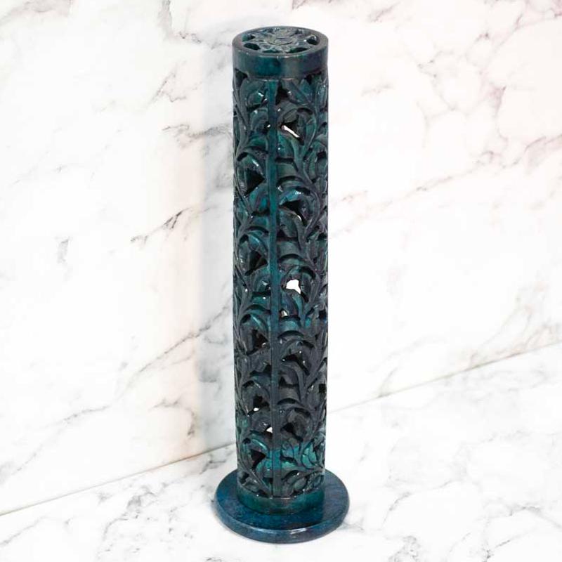 Handmade Leaves Motif Marble Incense Stick Holder