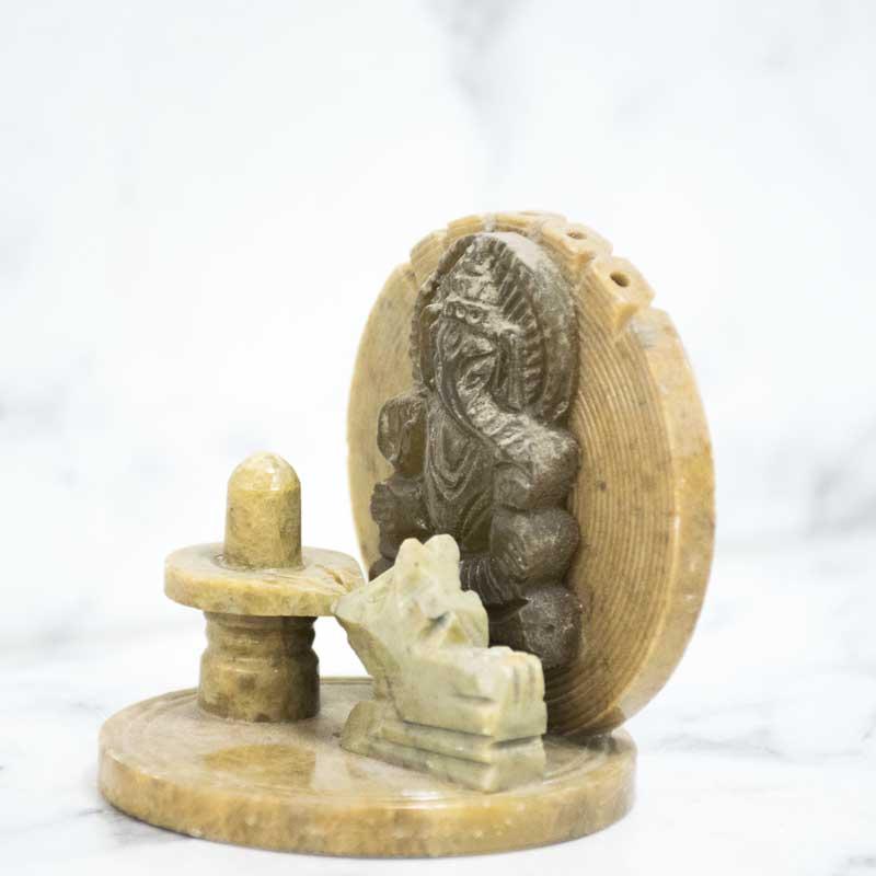 Antique Marble Shivling Nandi Ganesha Idol