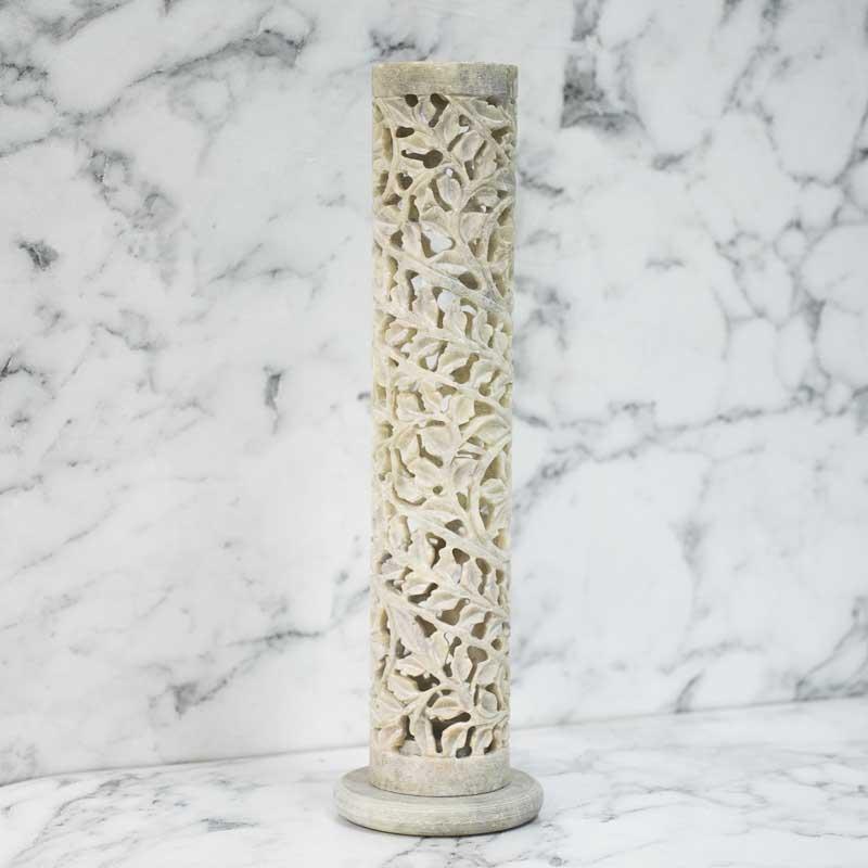 Handcrafted White Marble Leaf Motif Incense Stick Holder