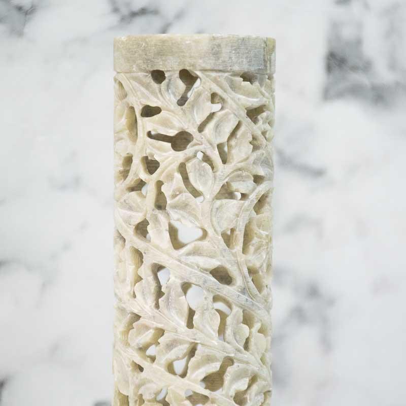 Handcrafted White Marble Leaf Motif Incense Stick Holder
