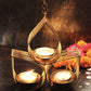 Exquisite Handcrafted Golden 3 Tear-Drop Hanging T-Light Holder