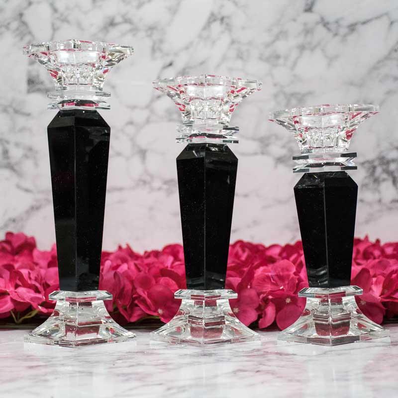 Carved Glass Pillar Candle Holder