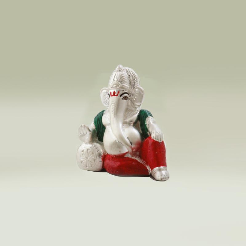 Silver Plated Satin Takia Ganesha