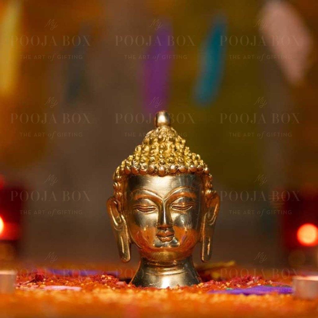Antique Brass Buddha Head Home Decor