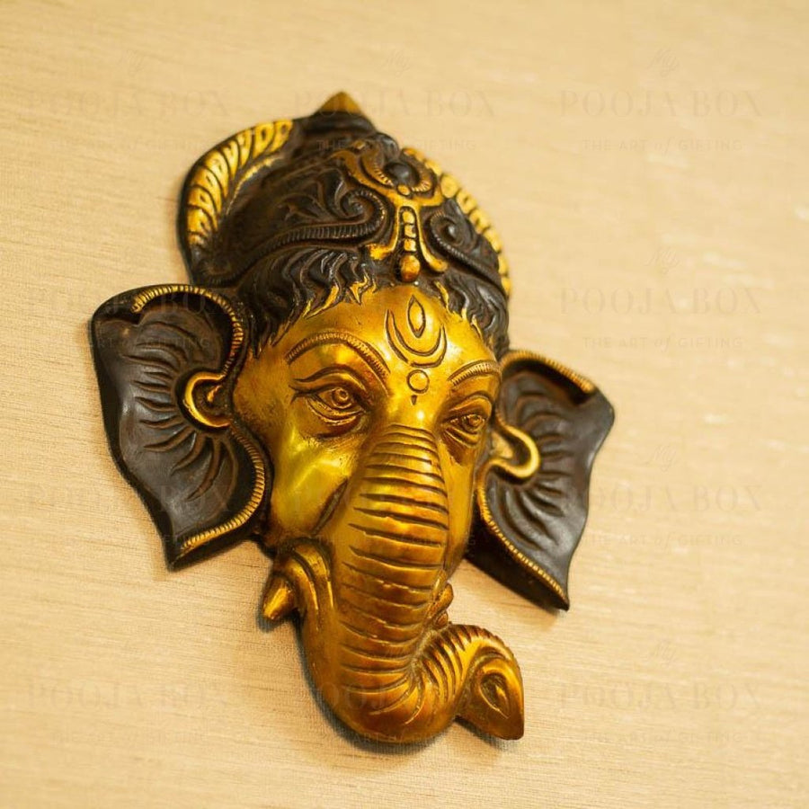 Antique Brass Ganesha Wall Plate Home Decor