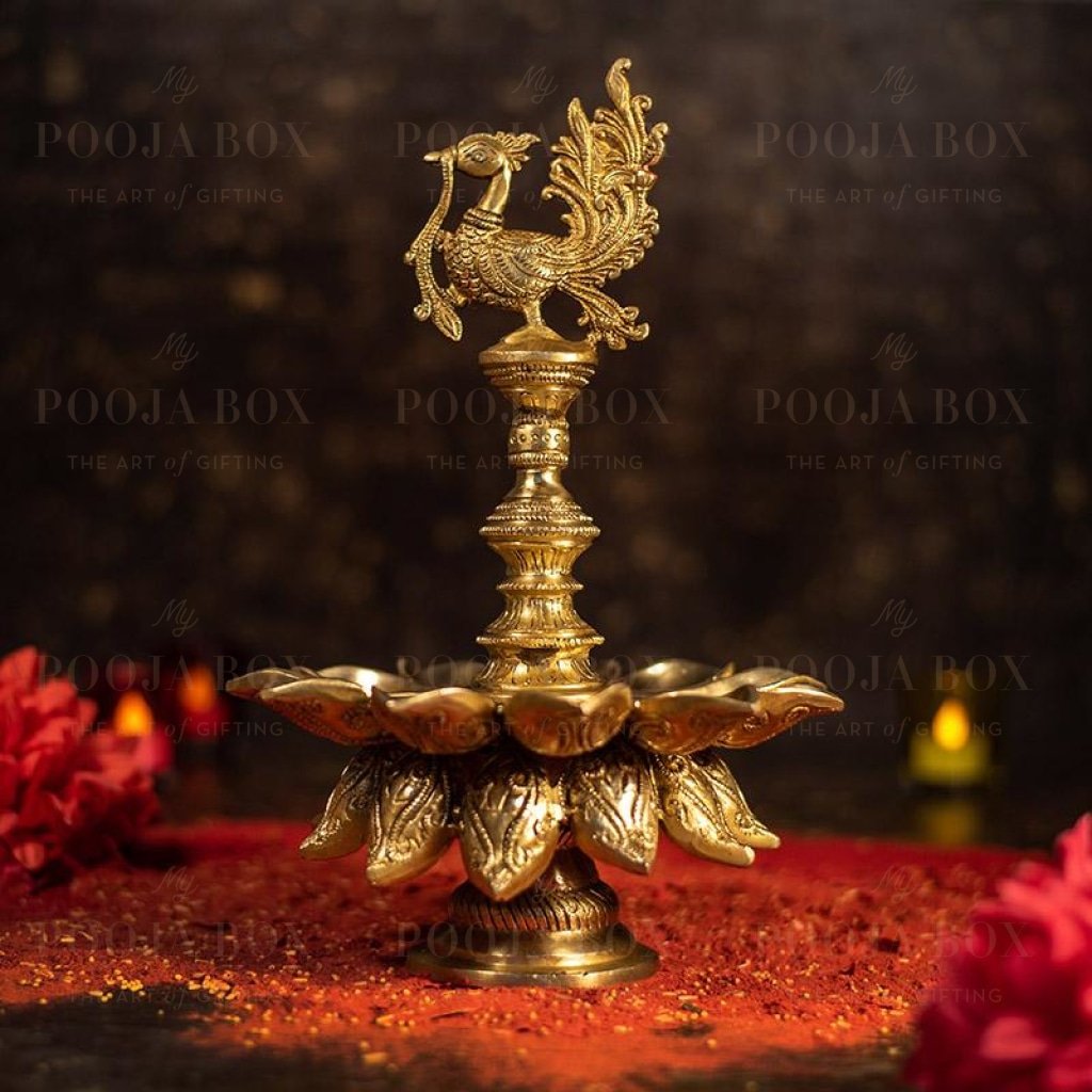 Antique Brass Peacock Diya