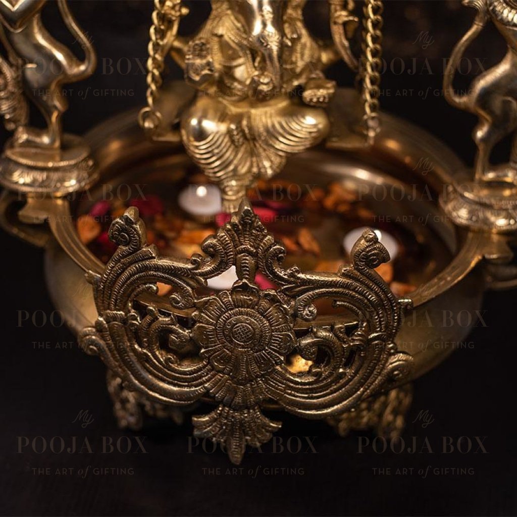 Antique Brass Swing Ganesha Urli