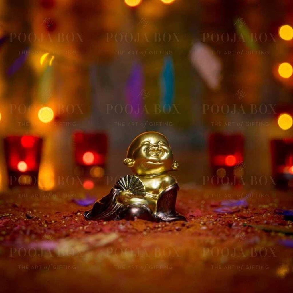Baby Buddha Monk With A Fan Home Decor