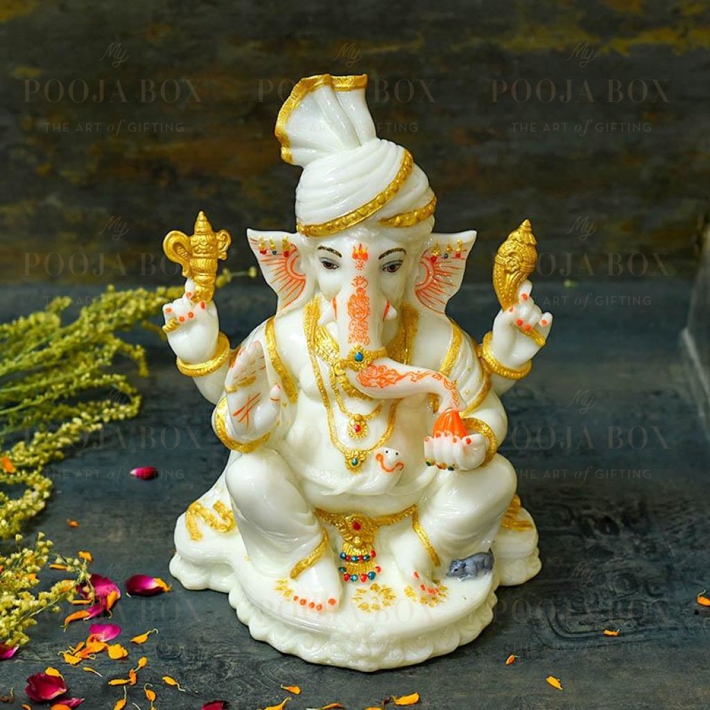 Beautiful Marble Dust Ganesh Idol/murti Idol