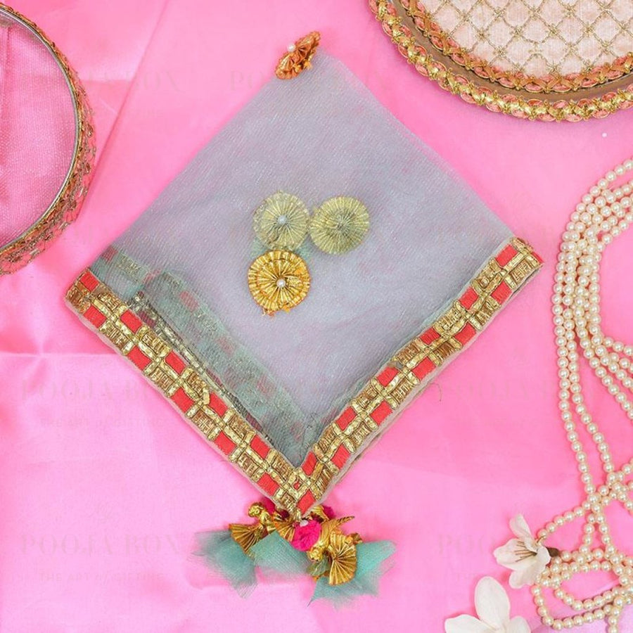 Bedazzle Blue Thali Cover Karwa Chauth