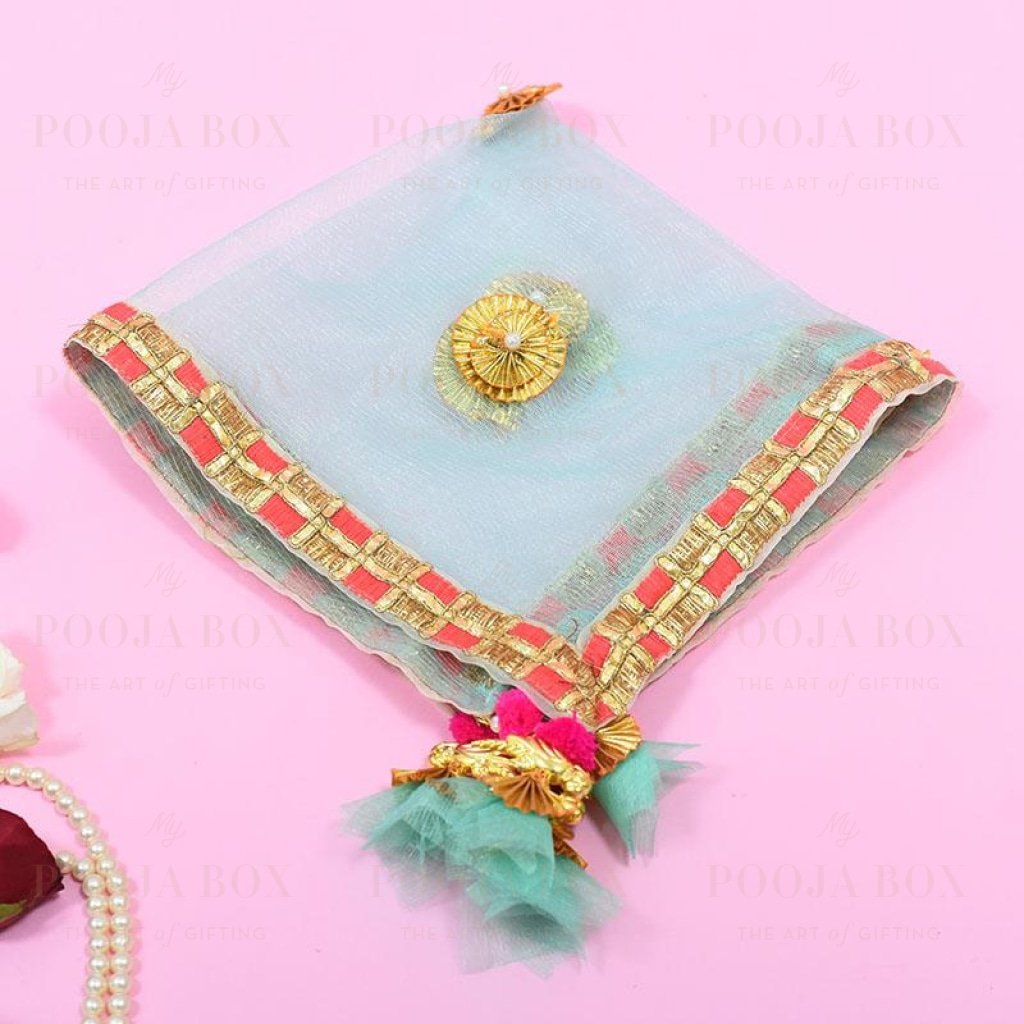 Bedazzle Blue Thali Cover Karwa Chauth