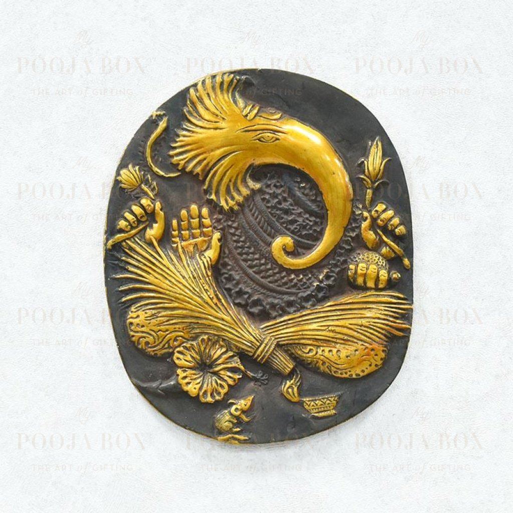 Brass Ganesh Wall Plate Home Decor