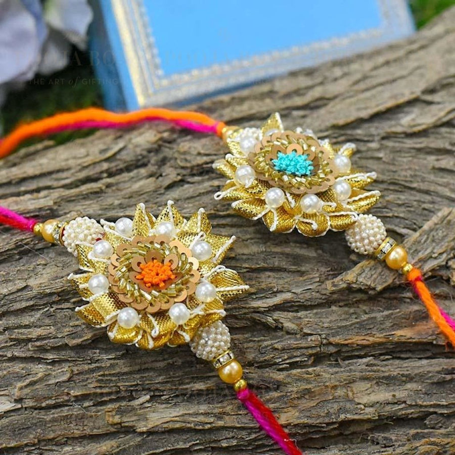 Chic Embroided Gota Patti Rakhi Set Of 2