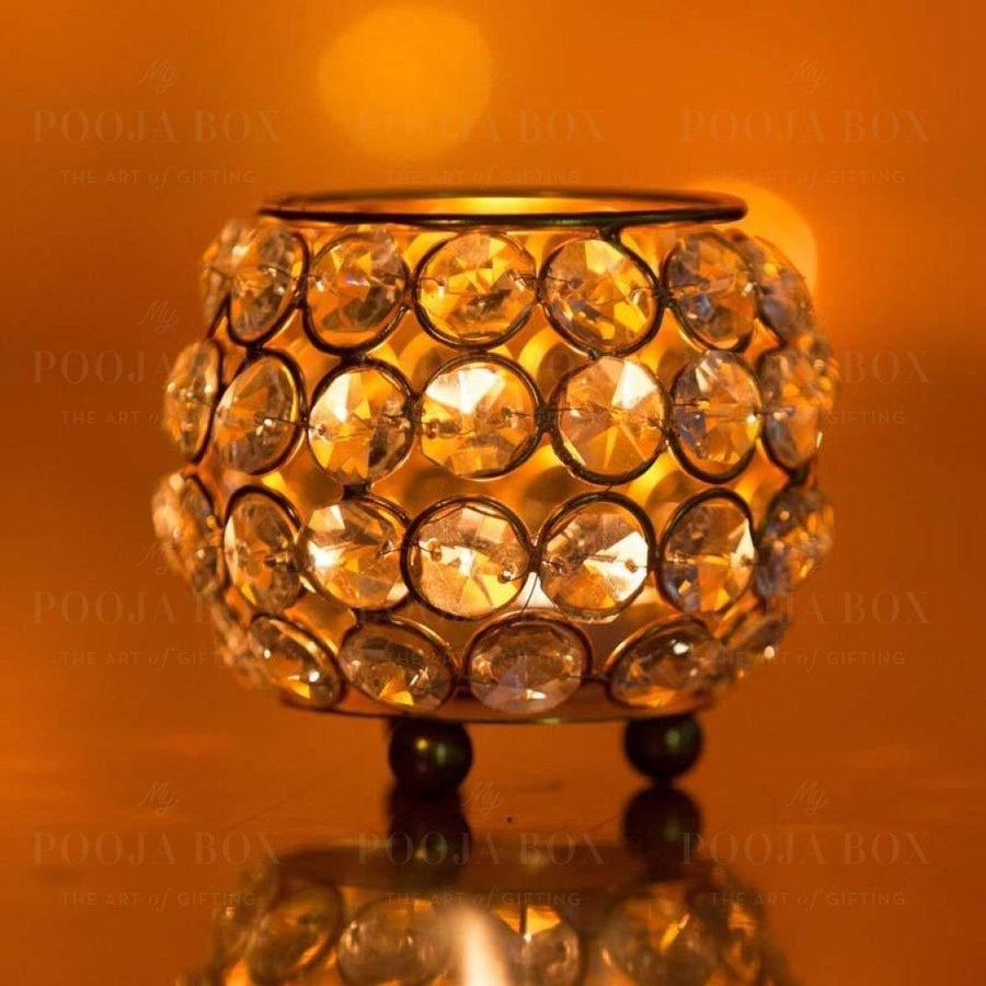 Crystal Embellished Diya With Led Light
