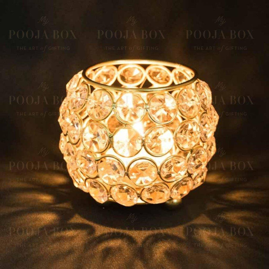 Crystal Embellished Diya With Led Light