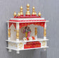 White & Red Sheesham Wood Pooja Mandir