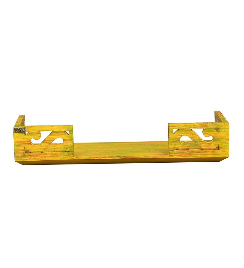 Yellow Wooden Pooja Mandir Shelf