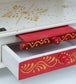 White & Red Sheesham Wood Pooja Mandir