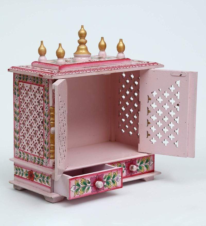 Pink Sheesham Wood Puja Mandir