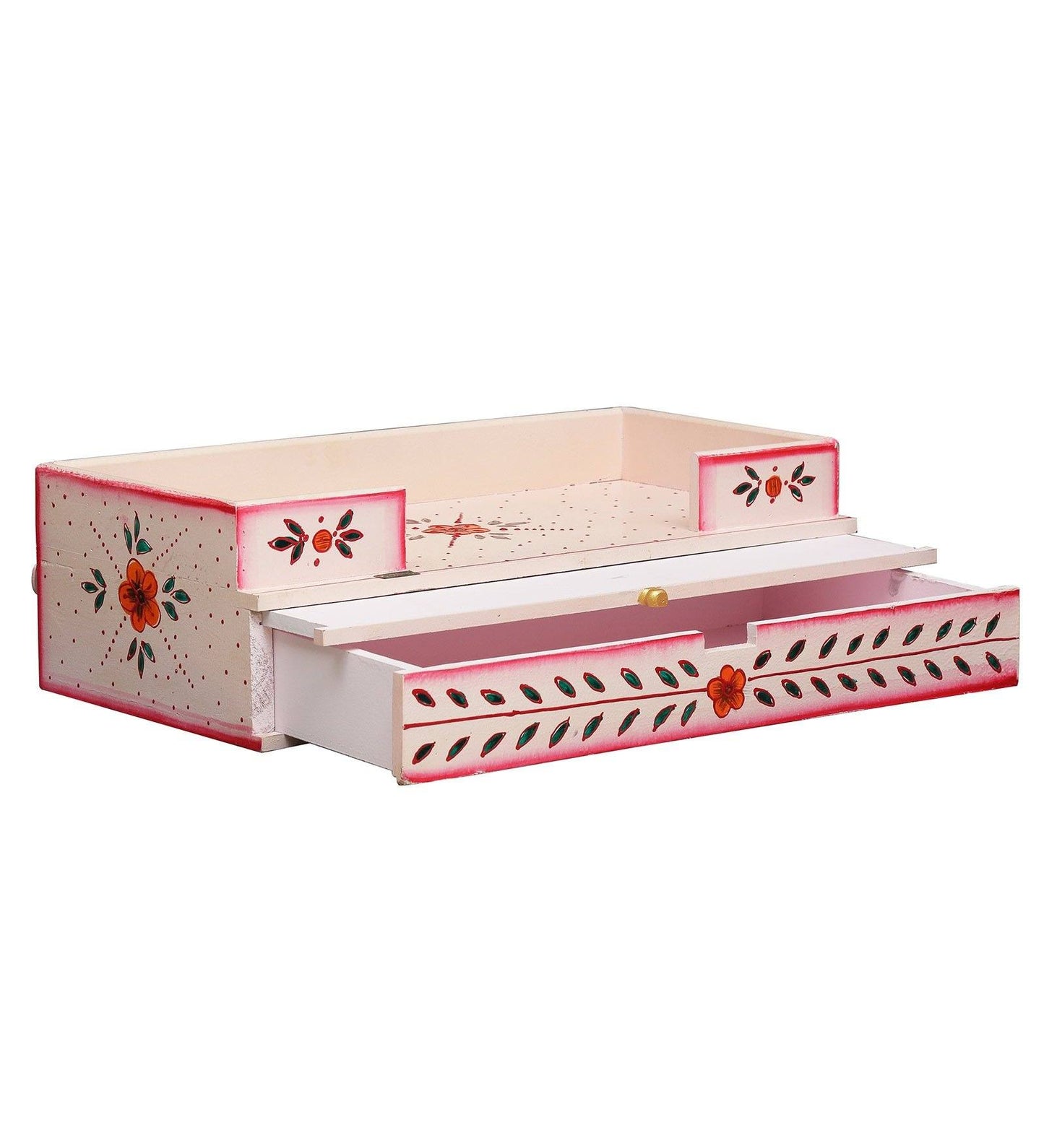 Pink Wooden Pooja Mandir Shelf/Chowki