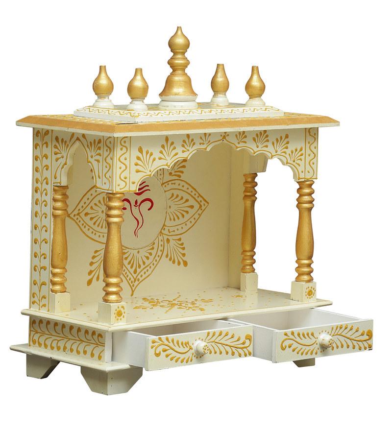 White & Gold Rajasthani Pooja Mandir