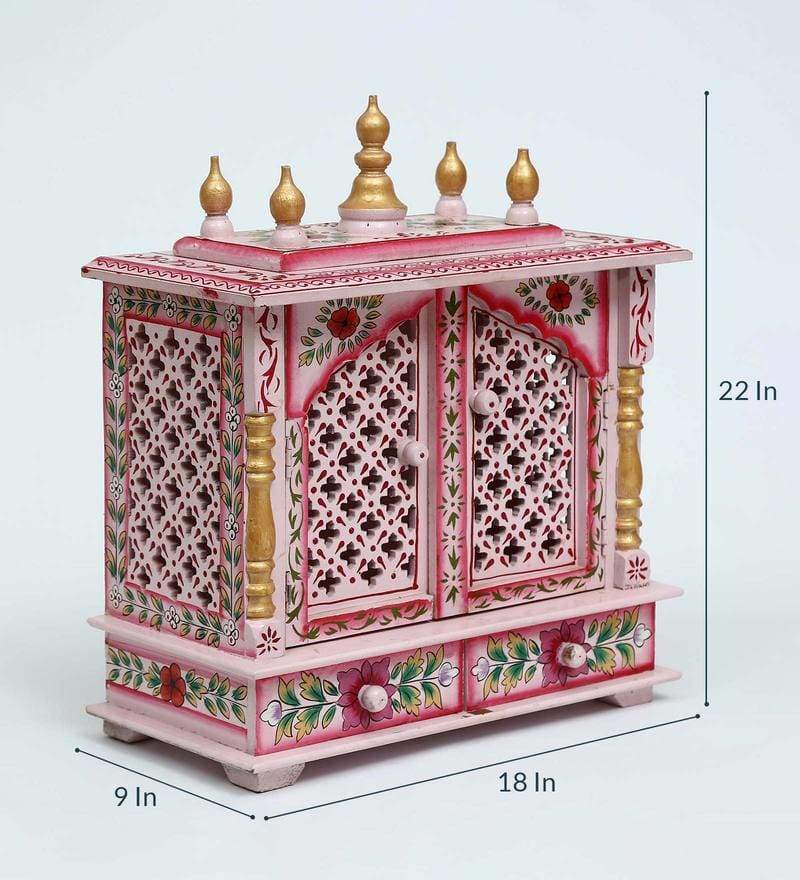 Pink Sheesham Wood Puja Mandir