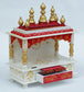 White & Red Sheesham Wood Pooja Mandir