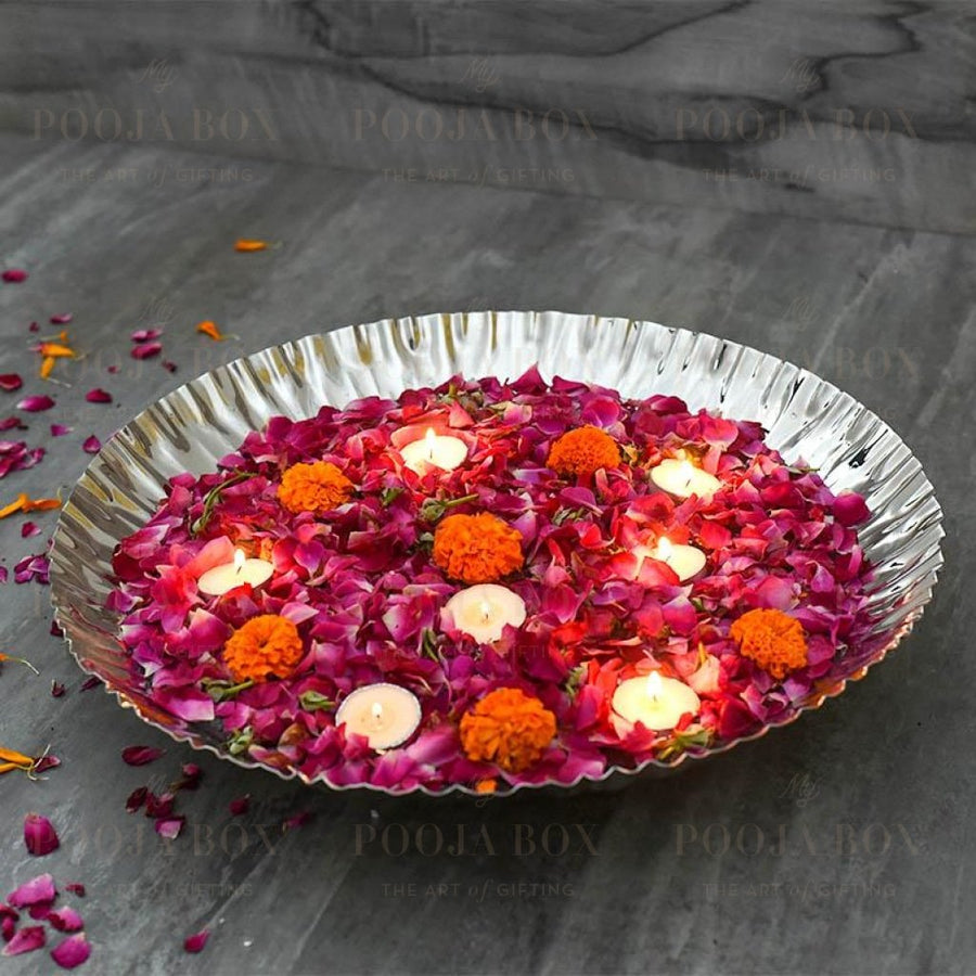 Decorative Silver Lustre Platter Urli