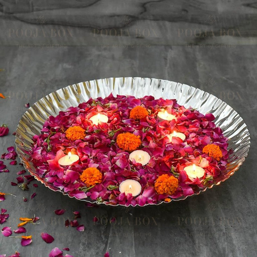 Decorative Silver Lustre Platter Urli