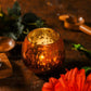 Enchanting Golden Glass Tea Light Holder Candle