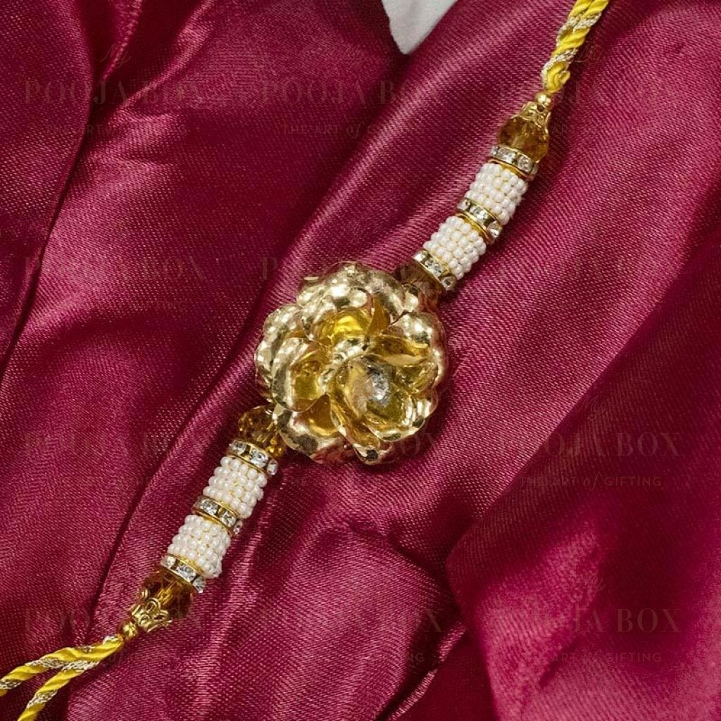 Exquisite Handcrafted 24K Gold Foil Rose Rakhi