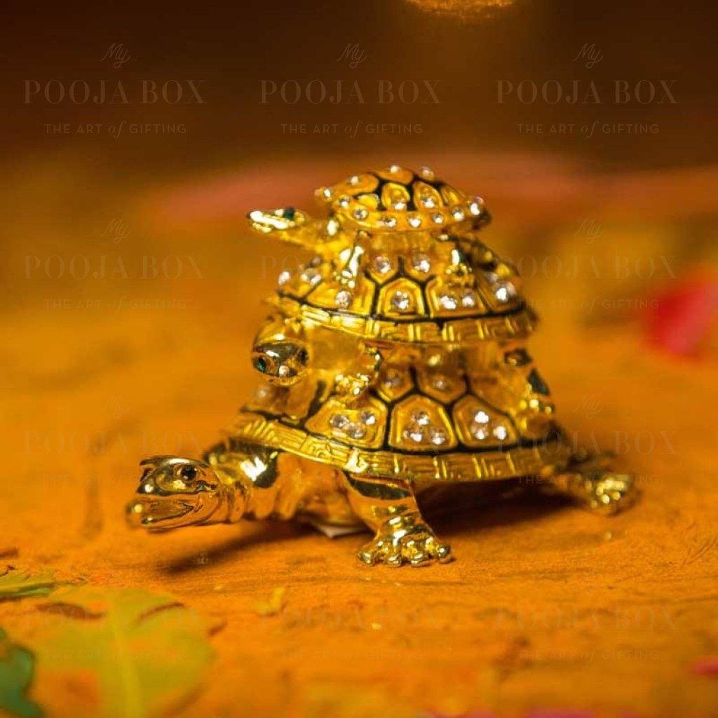 Feng Shui Three-Tiered Tortoise Statue For Good Luck