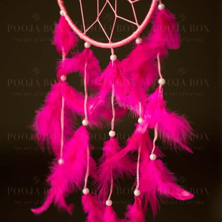 Handmade Pink Feathers Dreamcatcher Wall Hanging