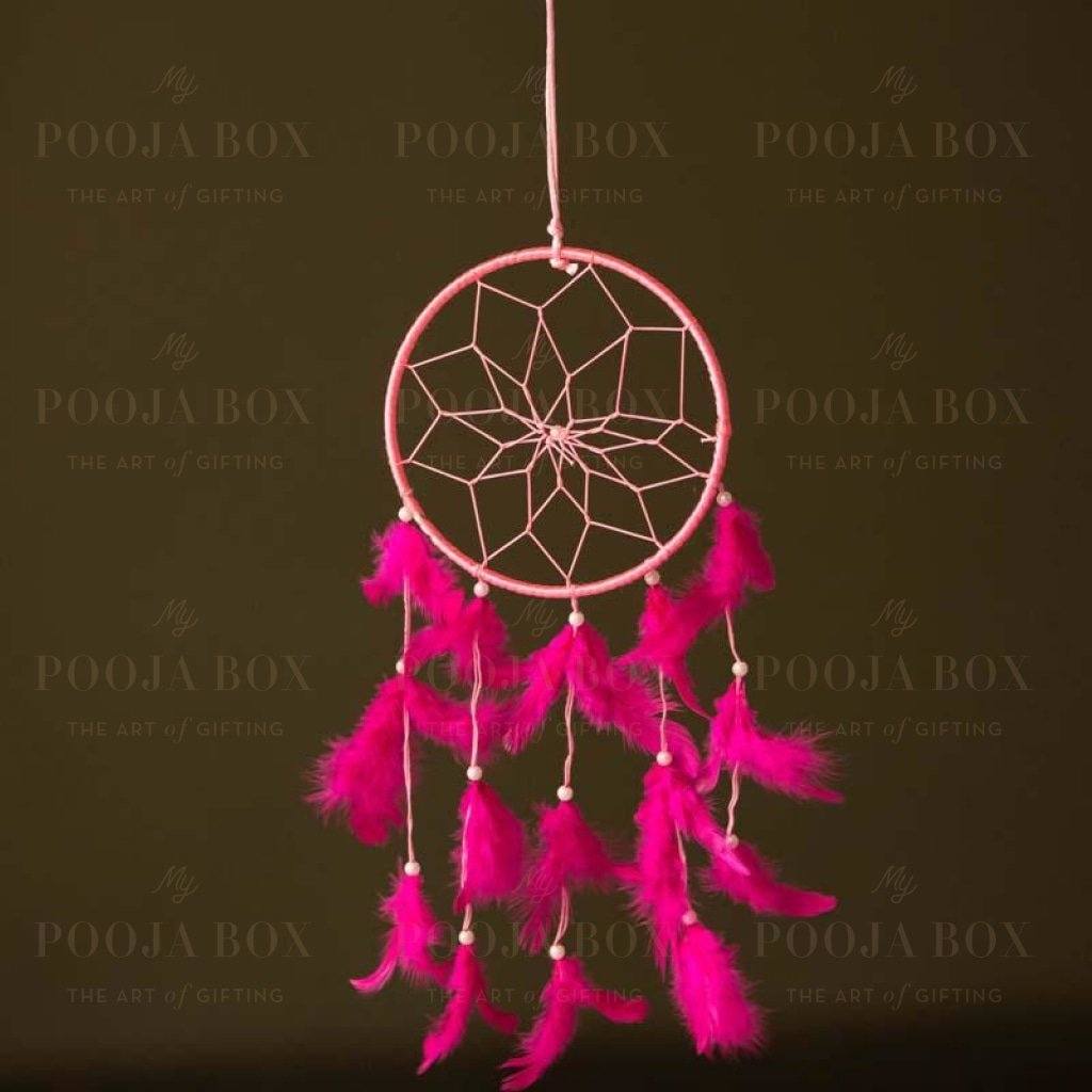 Handmade Pink Feathers Dreamcatcher Wall Hanging
