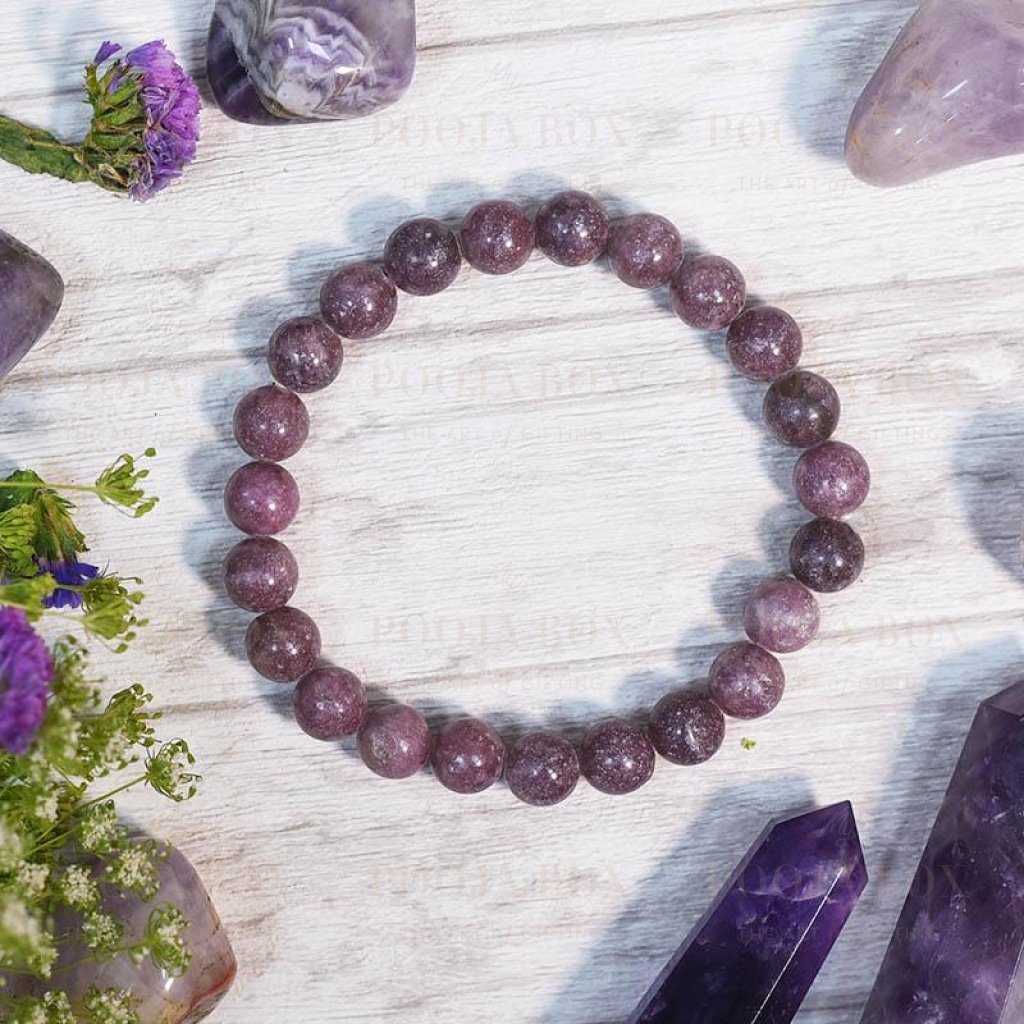Lepidolite Crystal Healing Braceletstress Anxiety & Self-Esteem Reiki Bracelet