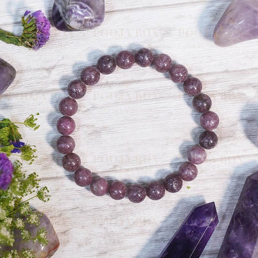 Lepidolite Crystal Healing Braceletstress Anxiety & Self-Esteem Reiki Bracelet