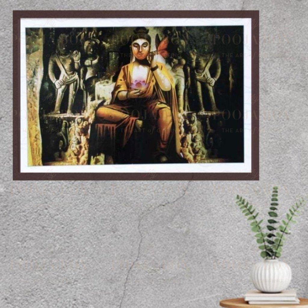 Lord Buddha Lotus In Hand Painting For Decor Framed Paintings