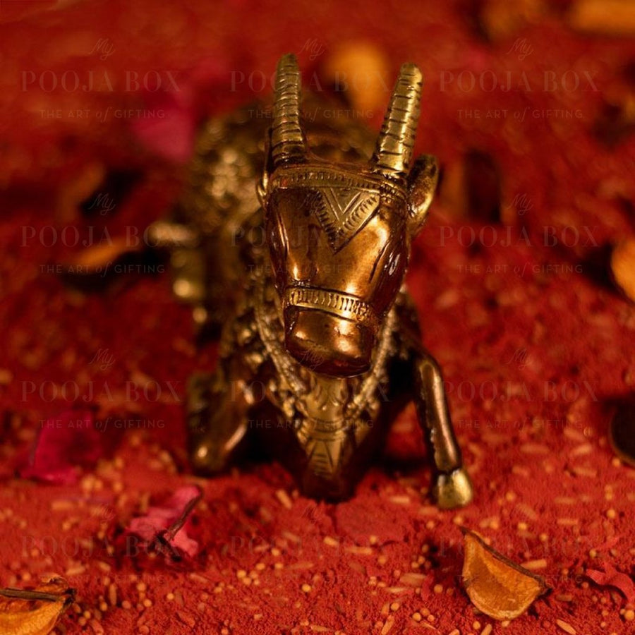 Meditative Brass Nandi Bull Idol