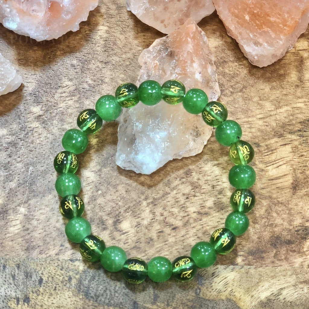 Om Mani Padme Hum Green Tibetan Band/ Bracelet