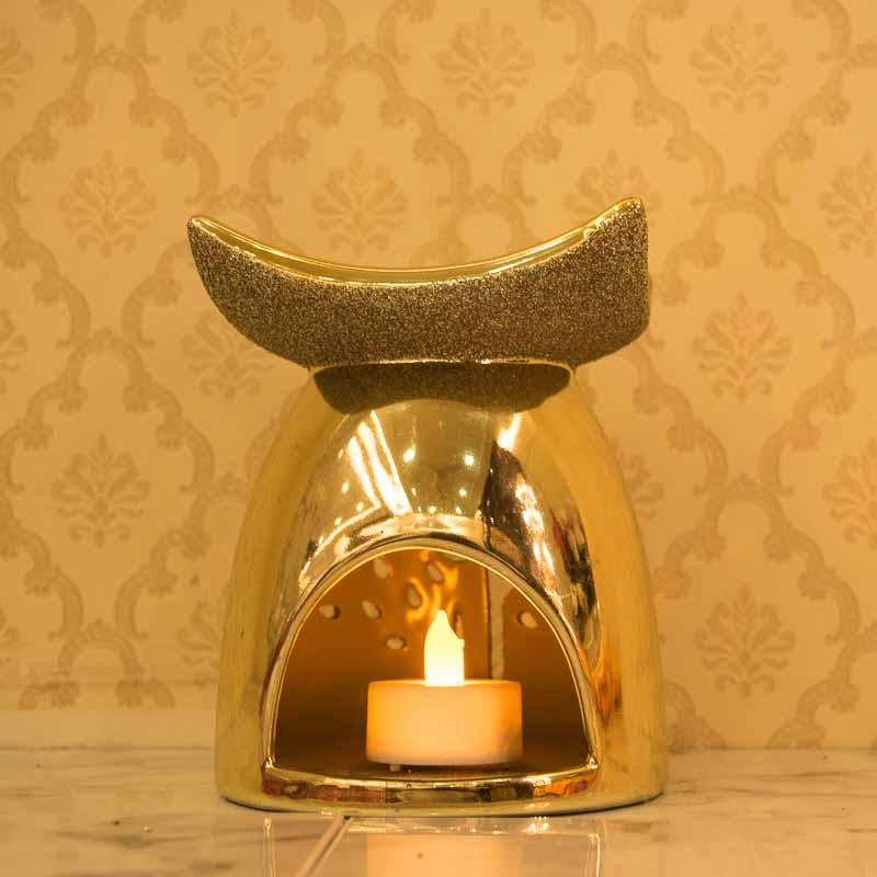 Sparkling Silver Ceramic Oil Burner/Tealight Holder