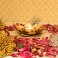 Fabulous Floral Decorative Candle on Metal Base