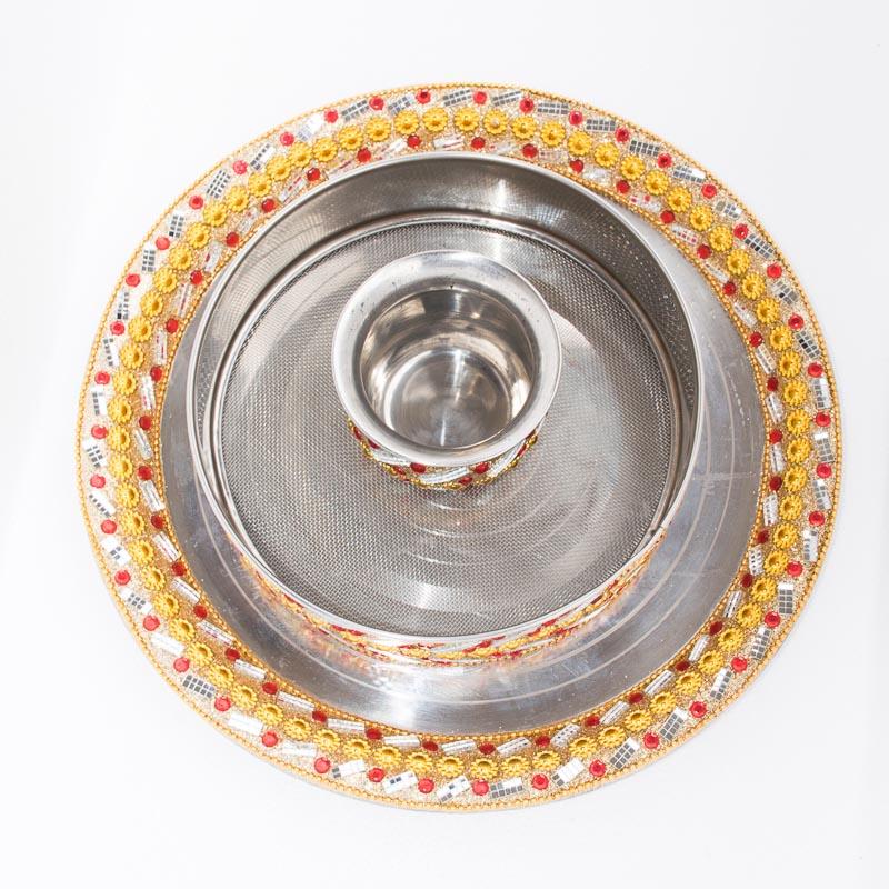 Embellished Thali Set - Golden & Silver