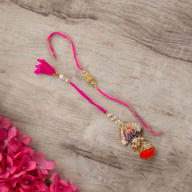 Glittering Gota Patti Handcrafted Bhaiya Bhabhi Rakhi Set of 2