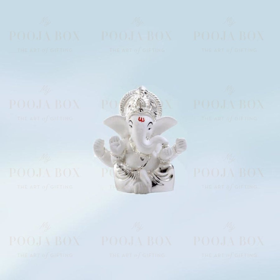 Silver Plated Laddu Ganesha Idol
