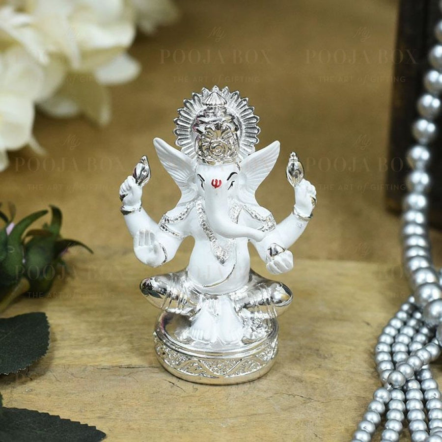 Silver Plated Laddu Ganesha Idol